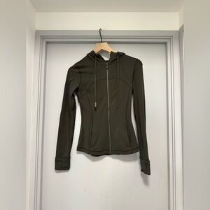 Lululemon Define Nulu Olive Green Zip-Up Hooded Jacket